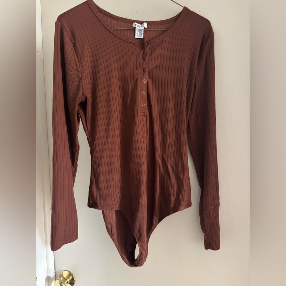 Rue21 Chocolate Ribbed Bodysuit